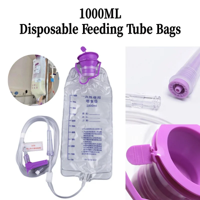 1000 ml medizinischer Fütterungsbeutel, Enteral Nutrition Supply Bag, Nasenfütterung, Nährstoff, Schwerkraftpumpe, transparenter Schlauchbeutel Image