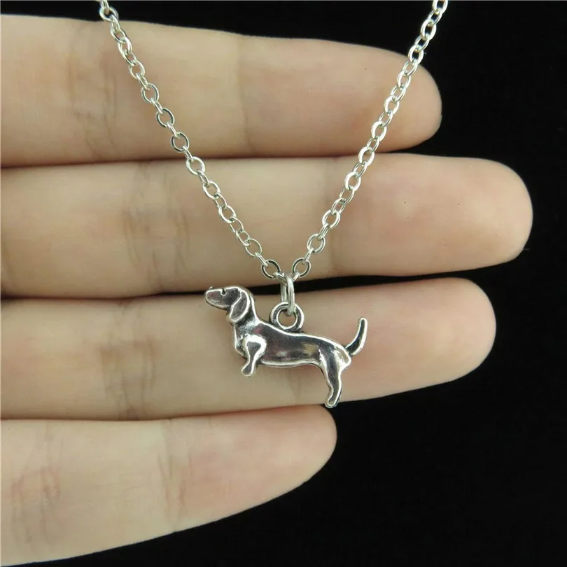 Vintage Nette Smart Tier Dackel Haustier Hund Anhänger Lange Kette Männer Party Geschenk Halsketten Schmuck Großhandel Image