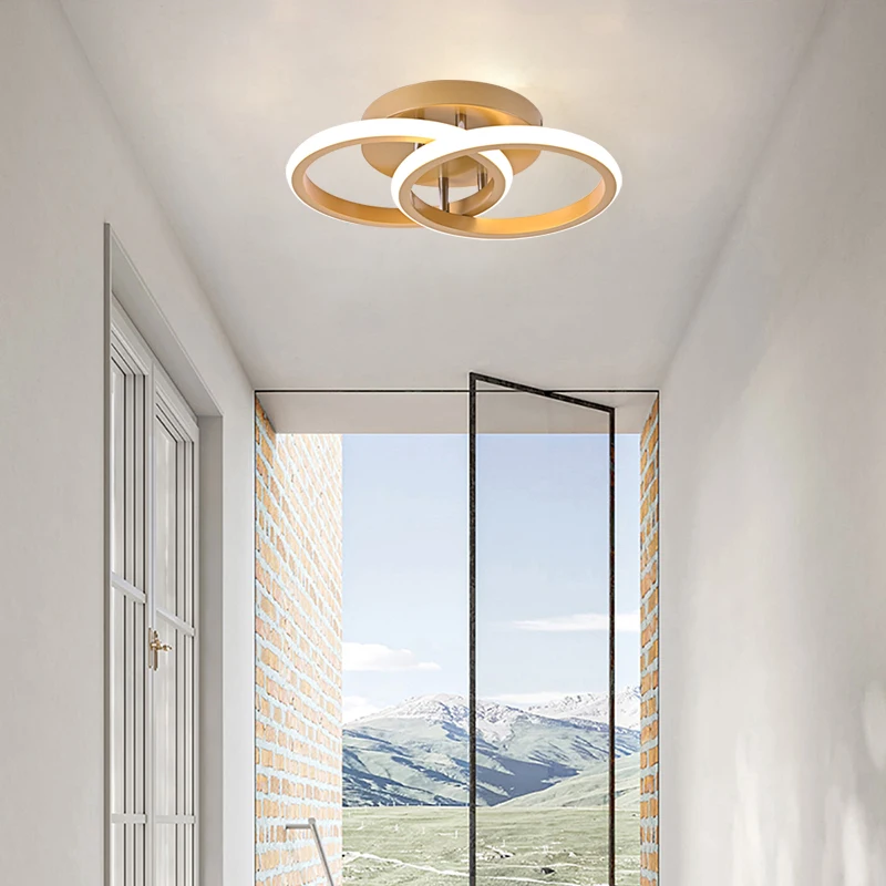 Moderne LED-Gang Decken leuchten Wohnkultur Zubehör goldene Oberfläche für Eingang Gang Korridor Licht Balkon Lüster montiert Image