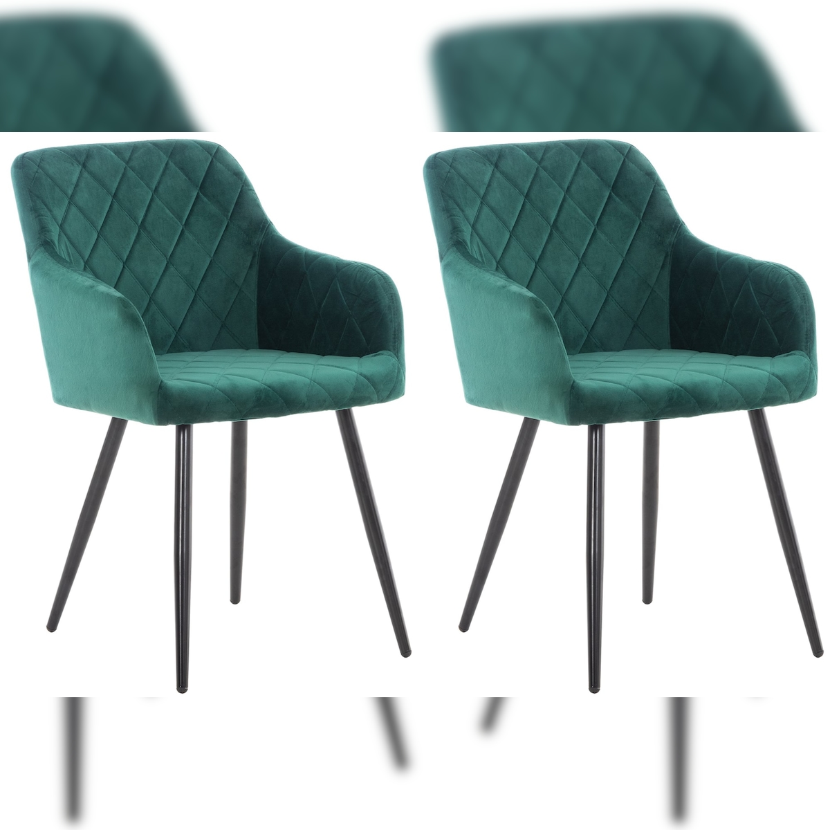 Proregal CHEFGASTRO 2er Set Esszimmerstuhl SPRINGFIELD Samt HxBxT 84x47x44cm Grün Küchenstuhl Image