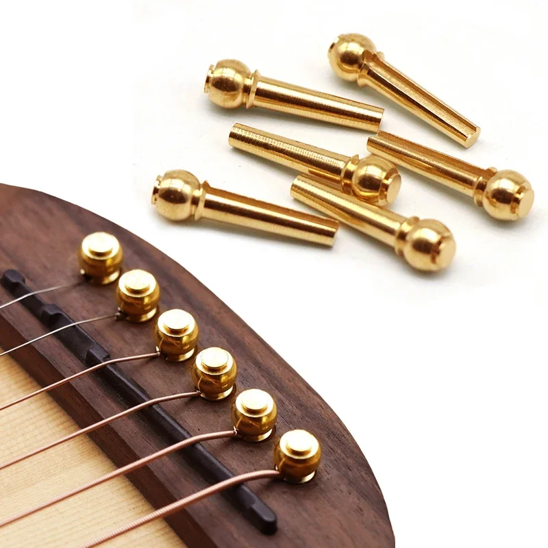 6 Teile/los Gitarre Saiten Nagel Metall Akustische Gitarre Bridge Pins Messing Gitarre Saiten Festen Kegel String Pins String mutter Nägel Image