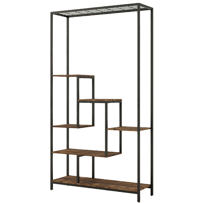 COSTWAY Pflanzenständer, 6 Ebenen, 180 cm Metall-Pflanzenregal, Blumenregal mit 10 S-Haken und Gitterrost (rustikales Braun) Image