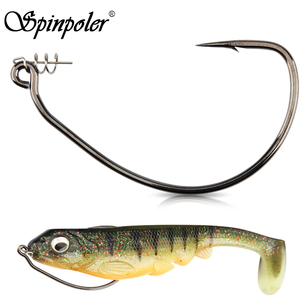 Spinpoler Raptor Unweighted Swimbait-Haken mit Zentrierstiftfeder 5/0 7/0 10/0 Offset-Angelhaken aus Kohlenstoffstahl ohne Rand Image