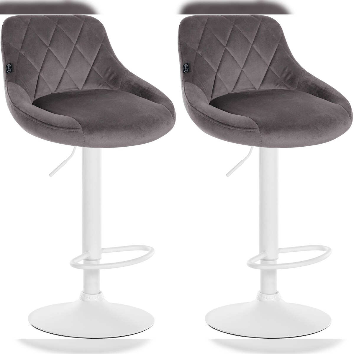 CLP 2er Set Barhocker Lazio Samt grau/weiß Image