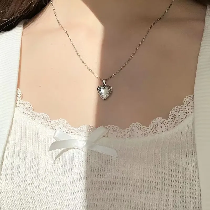 Herz Fotorahmen Anhänger Halskette Liebe Herz Charms Schwimmende Medaillon Halsketten Frauen Männer Mode Memorial Schmuck Image