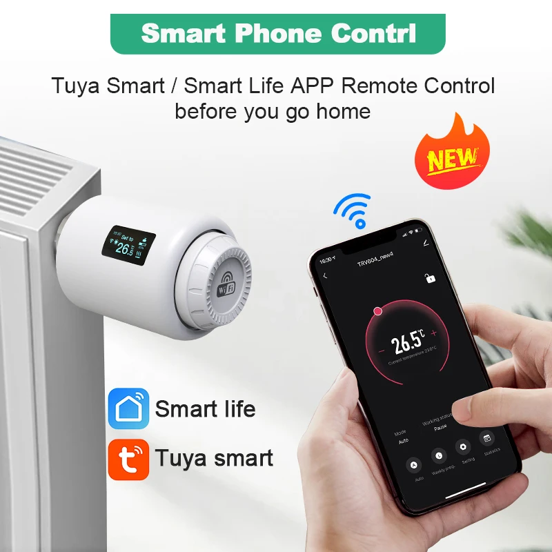 Tuya Smart Home Wifi Thermostat Heizkörper Antrieb Ventil TRV Thermostat Programmierbare Temperatur Controller Alexa Google Hause Image