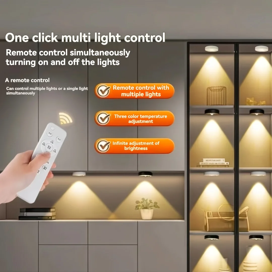USB LED Unterbauleuchte Nachtlicht Dimmbar Wiederaufladbar mit Fernbedienung für Kabellose Schrankbeleuchtung