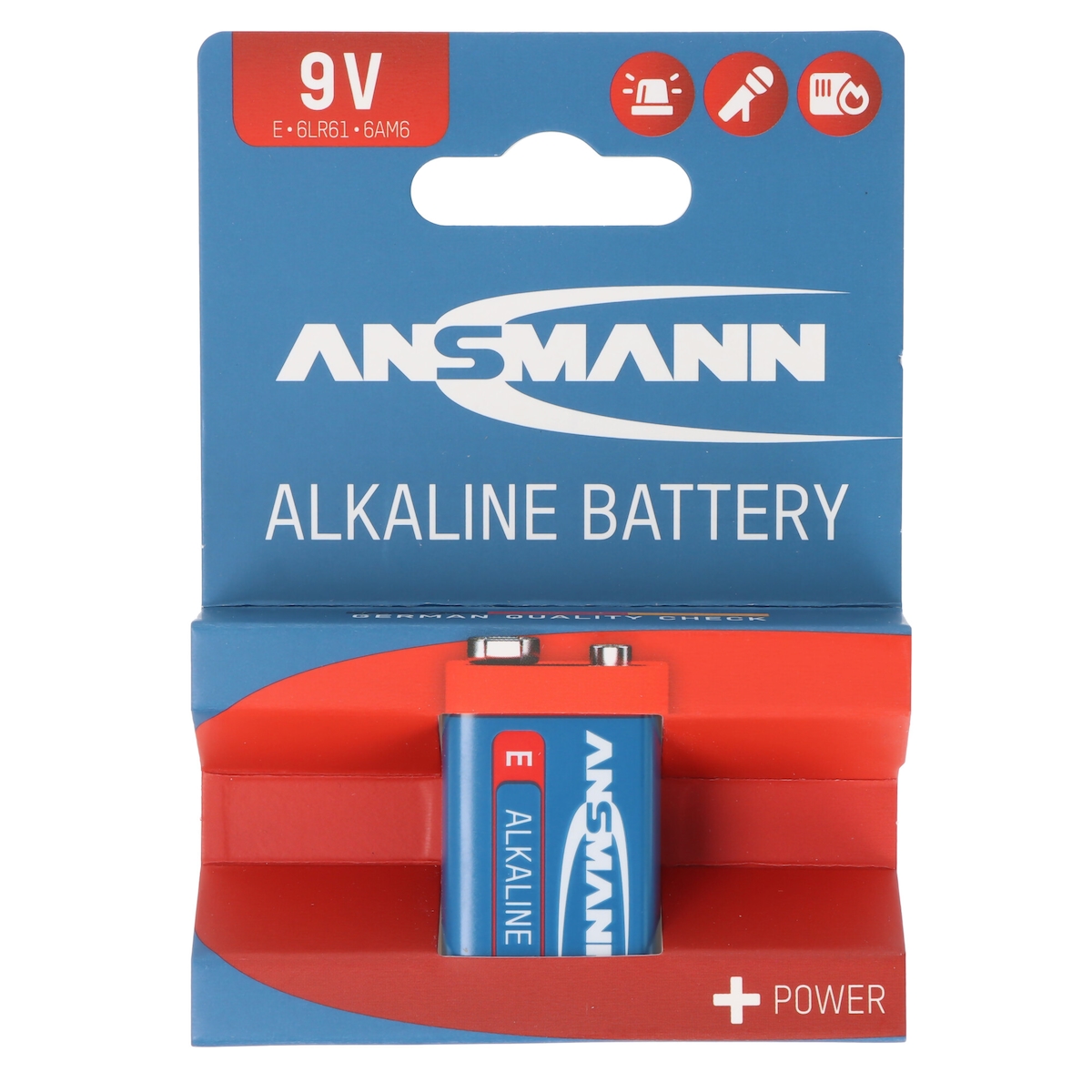 Ansmann Alkaline 9V Batterie, Block E, 6LR61, 1er Papierblister Image