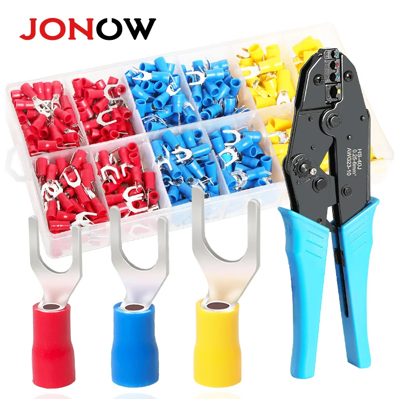 460 STÜCKE Gabel Crimpklemme Elektrische Kabelverbinder M4 / M5 / M6 Boxed Spaten Lugs Schnellspleißkabel für Verbindungsschraube Image