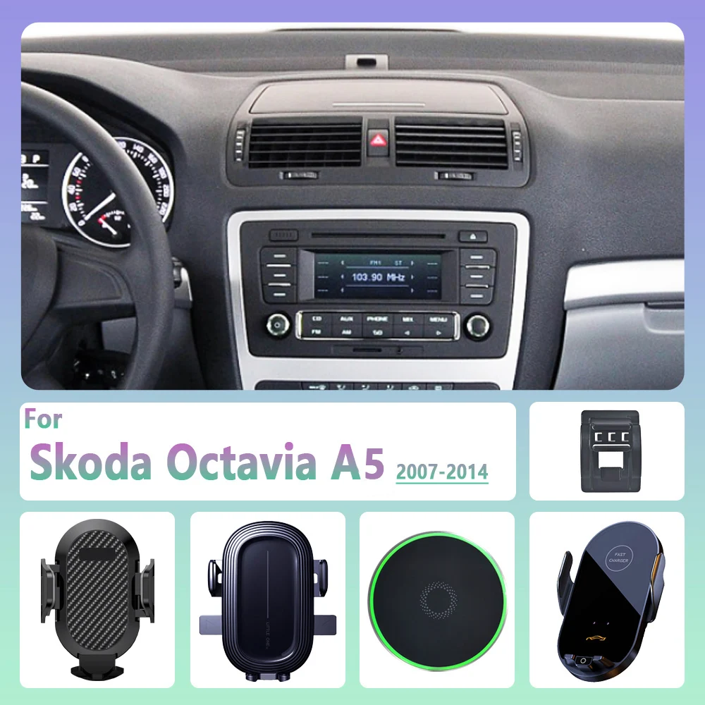 Für Skoda Octavia A5 2007 2008-2014 Auto Telefon Halter Drahtlose Lade Magnetische Telefon Halter Auto Magsafe Unterstützung Zubehör Image