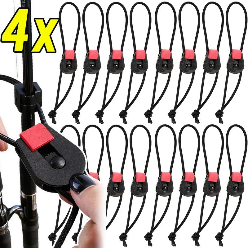 Angelrutenbindung und Befestigung Seilband, elastisches Seil, Kunststoff-Schnallenverschluss für Rutenaufbewahrung, Transportorganisation im Freien Image