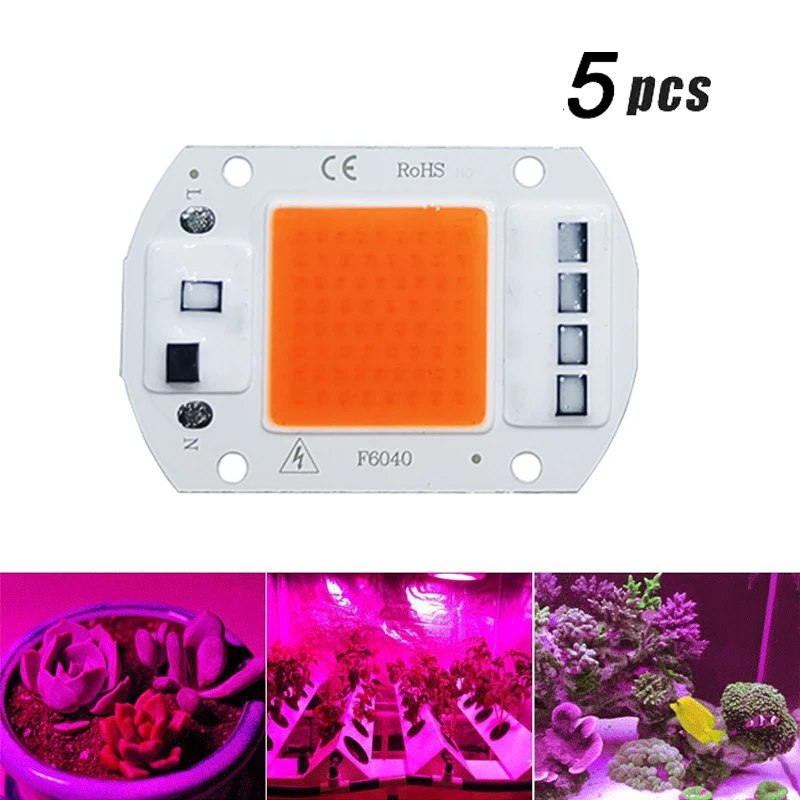 5Pcs LED Wachsen COB Licht Chip Volle Spektrum AC 220V 10W 20W 30W 50W Kein fahrer Für Wachstum Blume Sämling Wachsen Pflanzen Beleuchtung Image