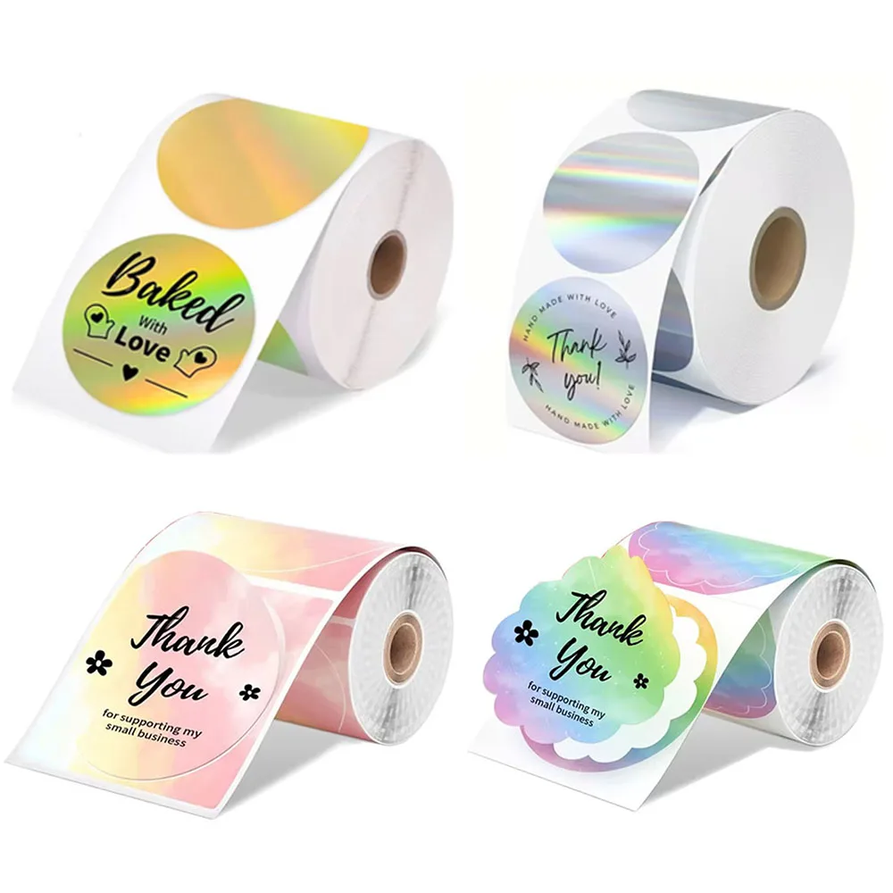 1 Rolle weißer, transparenter Etikettenaufkleber, runde Serie für M110/M220/M221/M120/M200 Etiketten, selbstklebendes Thermoetikettenpapier Image