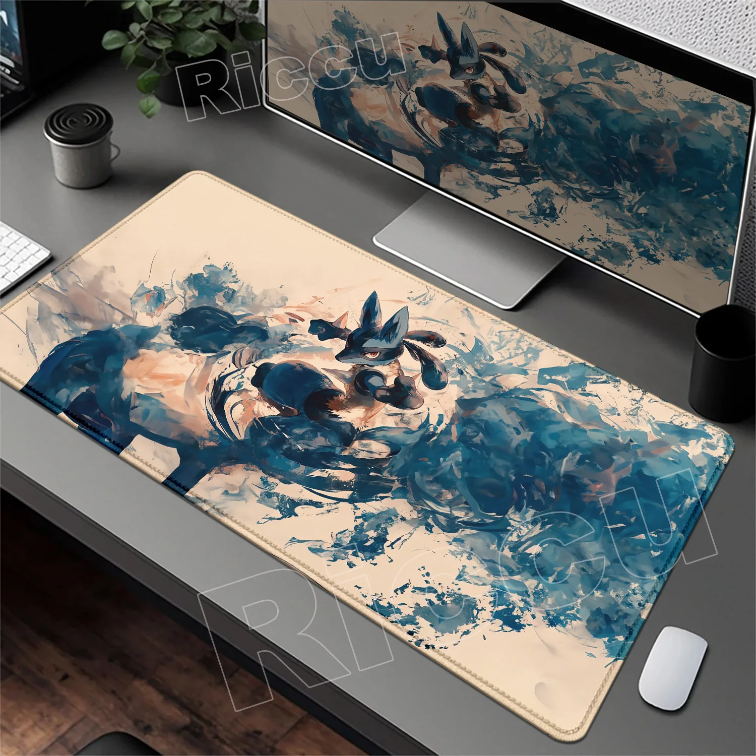 HD-Druck Cooles Anime-Mauspad POKEMON LUCARIO Mauspad Schreibtischunterlage Computertisch Tastaturpad Bürozubehör PC-Mauspads Image