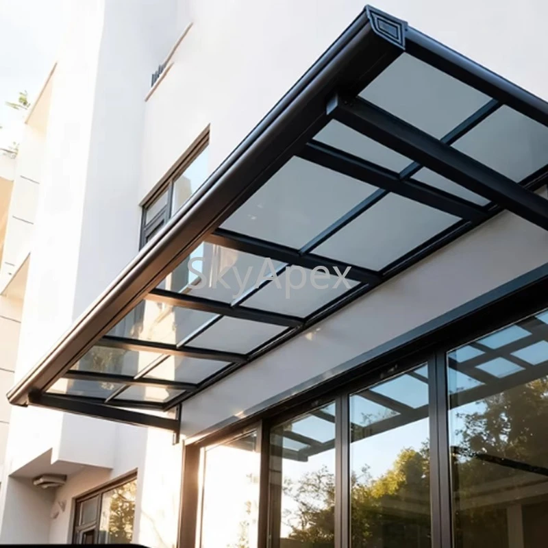 Luxuriöse Maßgefertigte Aluminiumlegierung Rahmen Polycarbonat Fernbedienung Einziehbare Vordach-Markise für Balkon UV-Schutz