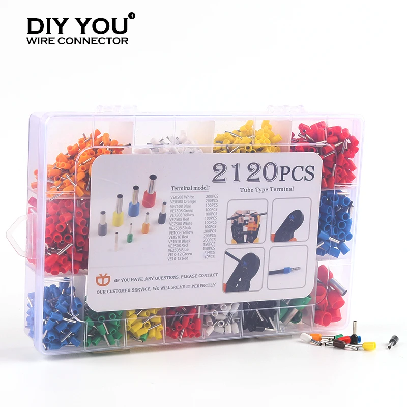 Boxed VE Series Kabel-Drahtverbinder, elektrische Rohrklemmen, isolierter Klemmenblock, Kabelende, Crimphülsen-Klemmenanzug Image