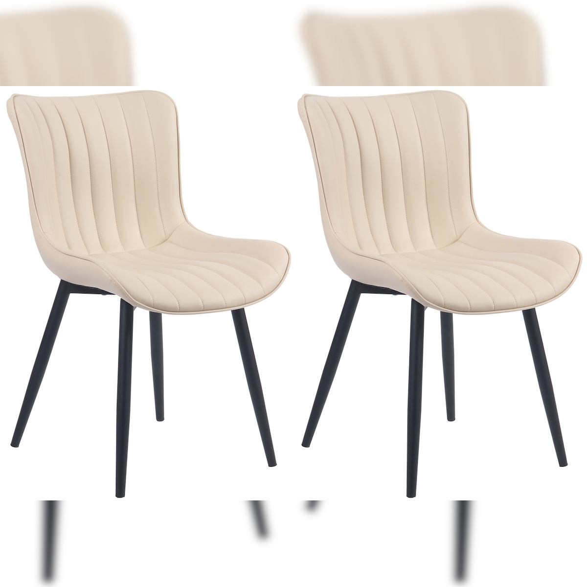 Proregal CHEFGASTRO 2er-Set Esszimmerstuhl AMSTERDAM Kunstleder HxBxT 81x50x61cm Kunstleder Creme Küchenstuhl Image