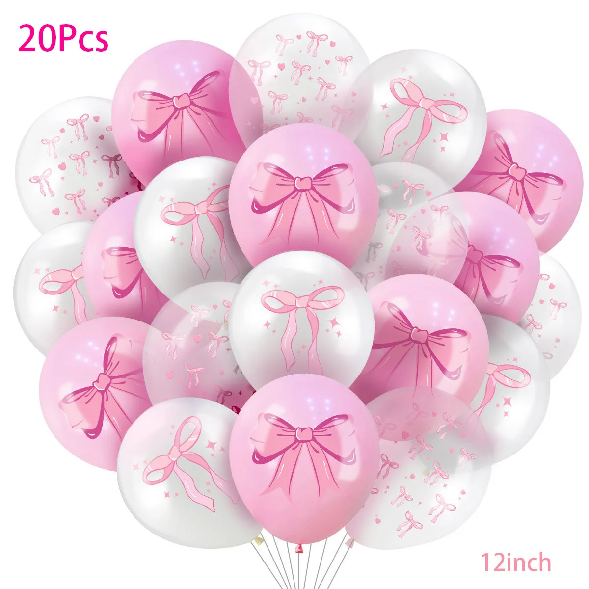 20 Stück süße rosa Schleife Thema 12 Zoll Latex Ballon Spielzeug für Kinder Mädchen Geburtstag Babyparty Hochzeit Party Dekorationen Image