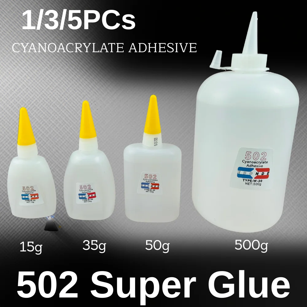 Sofortiger Starker Haftkleber 502 Sekundenkleber Cyanacrylat-Klebstoff Schnelltrocknend für Keramik Metall Holz Gummi Kunststoff 15g 35g 50g 500g