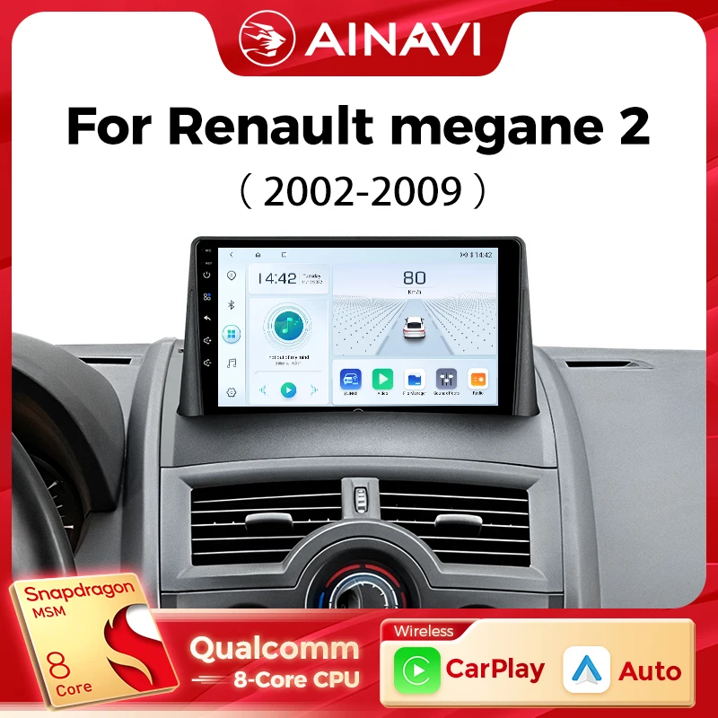 Ainavi Auto Radio Für Renault Megane 2 2002 2005 2007 2009 Drahtlose Carplay Android Auto Audio 4G Auto multimedia-Player 4G 2 Din Image