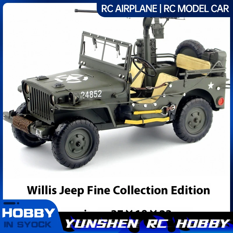 Vintage-Militärfahrzeugmodell aus Schmiedeeisen aus dem Ersten Weltkrieg, Us Willis Jeep, Fine Collection Edition, kreative handgefertigte Dekoration Image