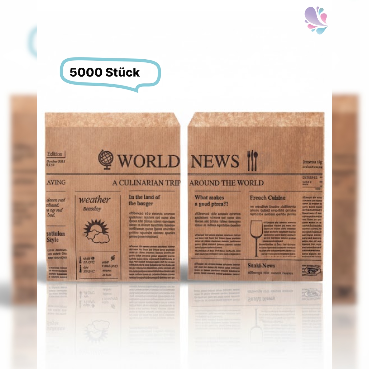 Blanc HYGIENIC Snackbeutel aus Pergamentpapier im spaper-Design, 5000 Stück, 15 x 16 cm – fettdicht, To-go-Verpackung, weiß oder braun : Farbe - Braun Image