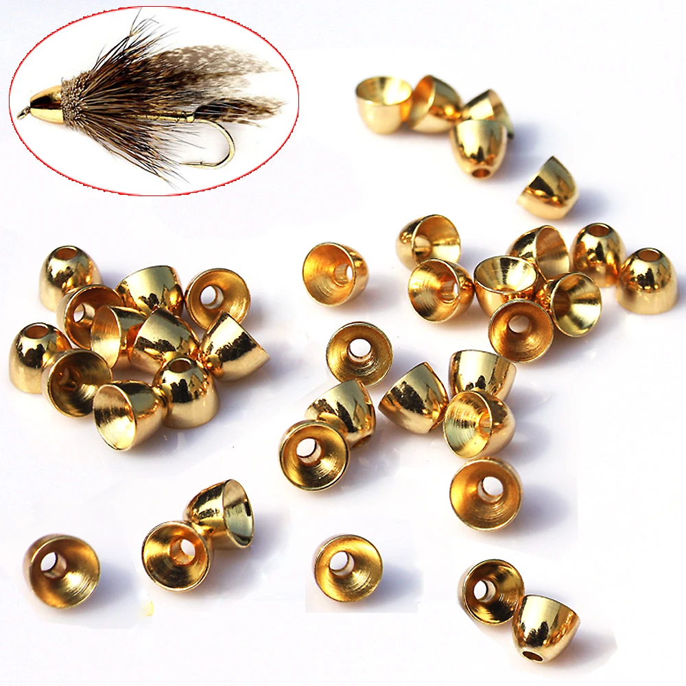 MNFT 24 teile/los Messing Kegel kopf für binden Rohr fliegen, fliegen binden materialien Goldene Silber Schwarz Nickel Fliegen Binden Messing Perlen Image