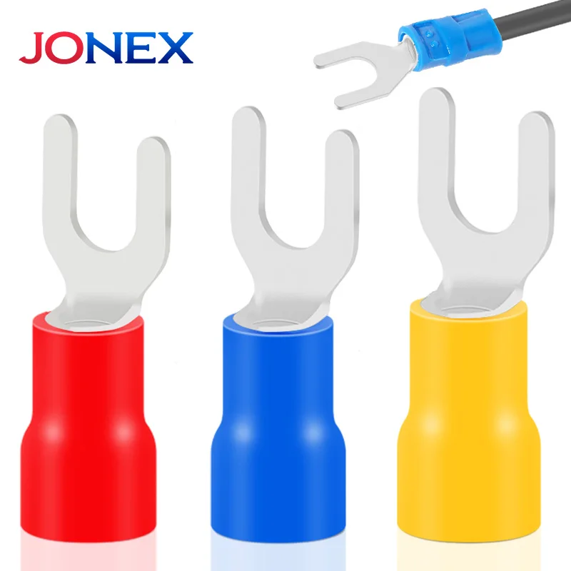 50 STÜCKE Gabel-Crimpklemmen Elektrische Draht-Steckverbinder M4/M5/M6 U-Typ Isolierte Flachsteckhülsen Für Die Schnelle Verbindung von Kabeln Image