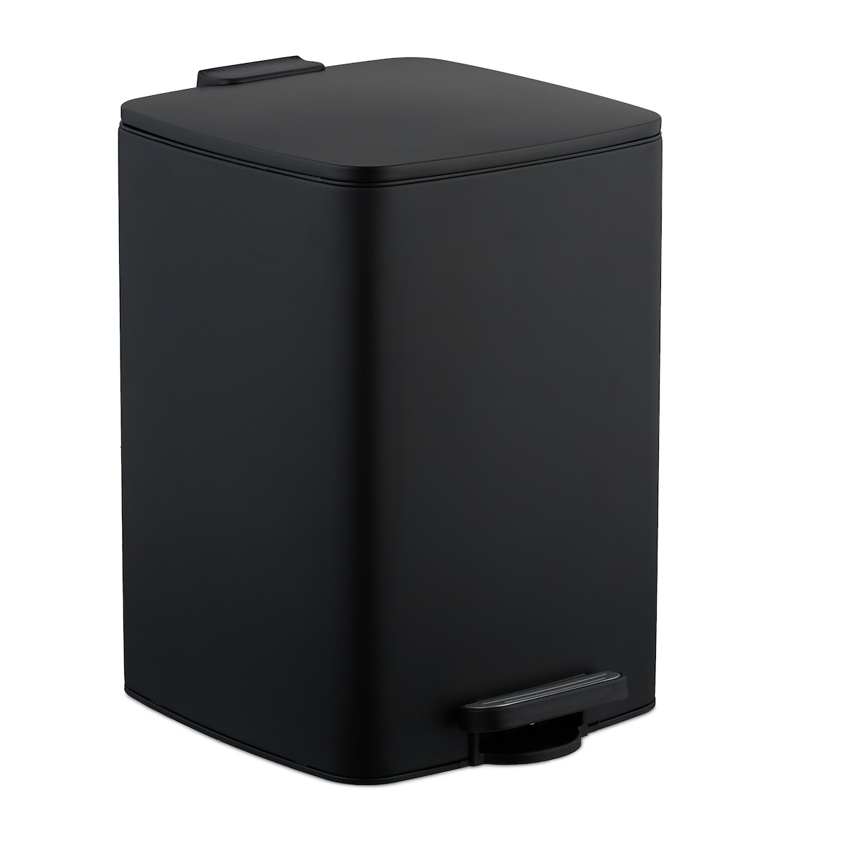 Relaxdays Mülleimer Küche, 20 Liter, entnehmbarer Inneneimer, Fußpedal, mit Müllbeutel, Tretmülleimer, Eisen, schwarz Image