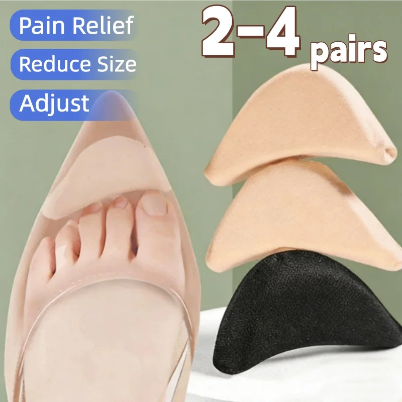 2-4 paar Schwamm Vorfuß Einfügen Pads Frauen Einstellen Reduzieren Schuh Größe Schmerzen Relief High Heel Füllstoff Einlegesohlen vorfuß Zehen Stecker Kissen