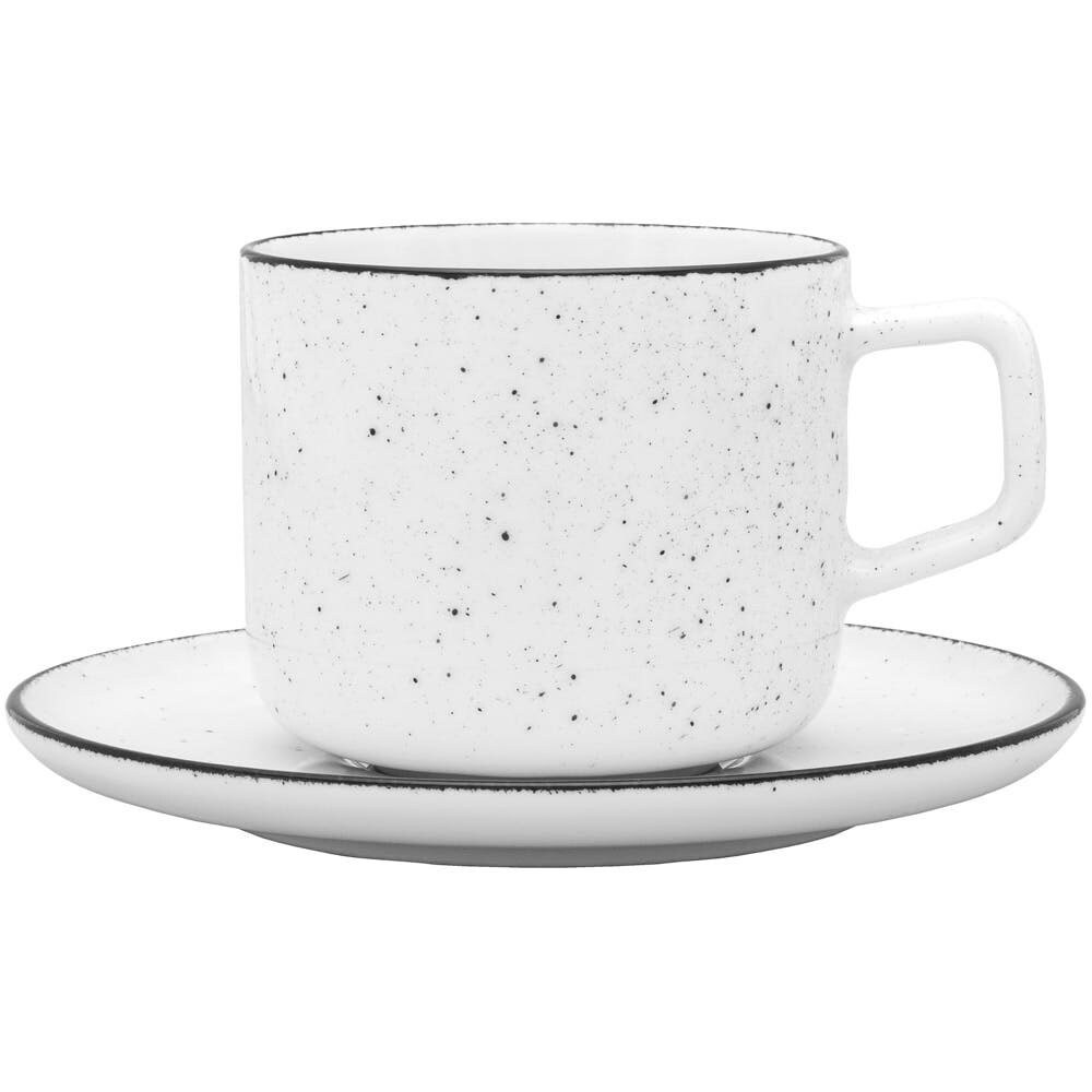 Lubiana Set6 Obertassen, Serie Ankara, weiß, schwarz gesprenkelt, 250 ml Image