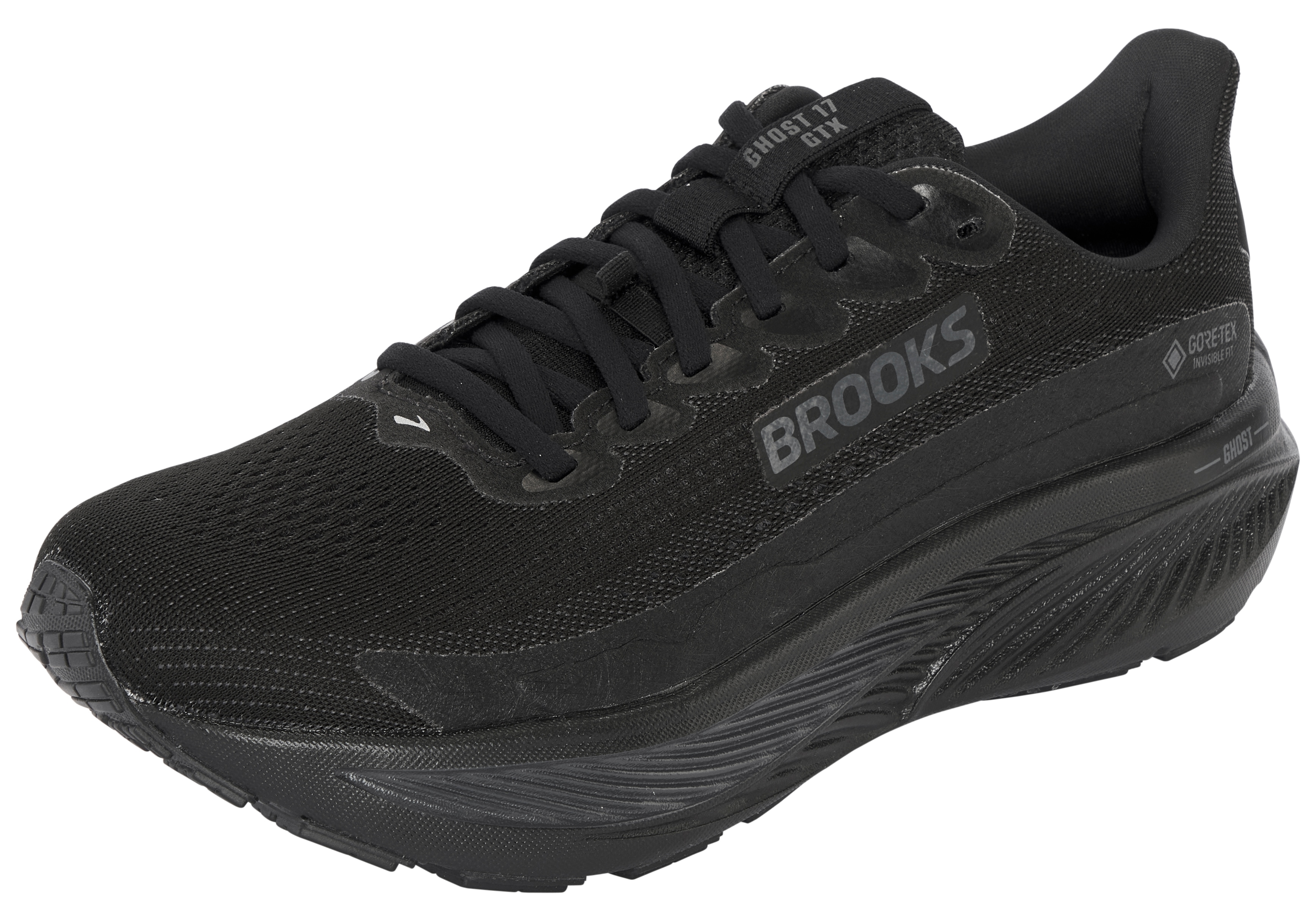Laufschuh BROOKS "BROOKS GHOST 17 GTX", Damen, Gr. 38,5, schwarz, schwarz, ebony, Textil, Schuhe Laufschuh, wasserdicht