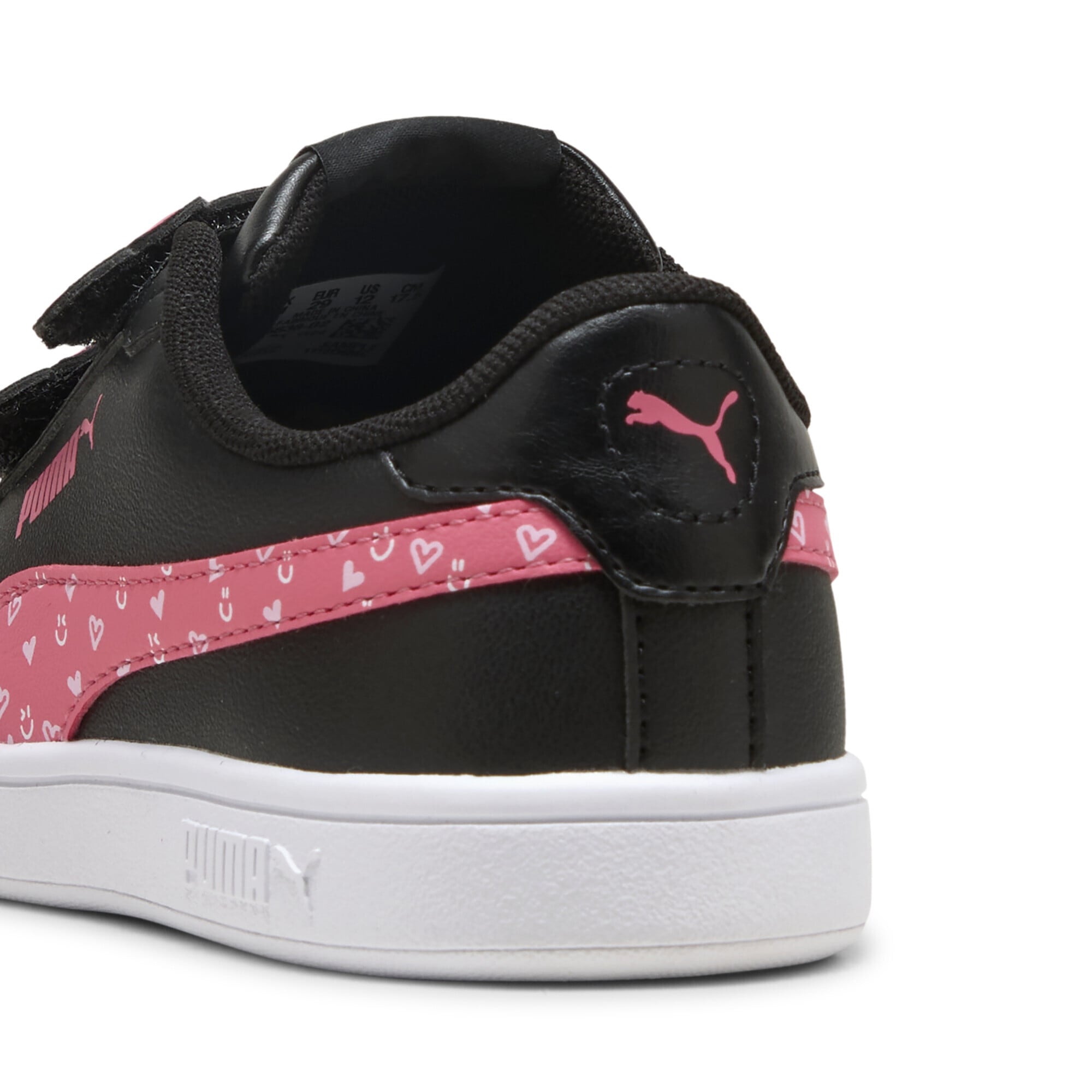 Sneaker PUMA "Smash 3.0 Hearty Sneakers Mädchen", Damen, Gr. 31, schwarz magic rose pink, Obermaterial: Textil, Synthetik; Futter: Textil; Innensohle: Textil; Laufsohle: Gummi, Schuhe Sneaker