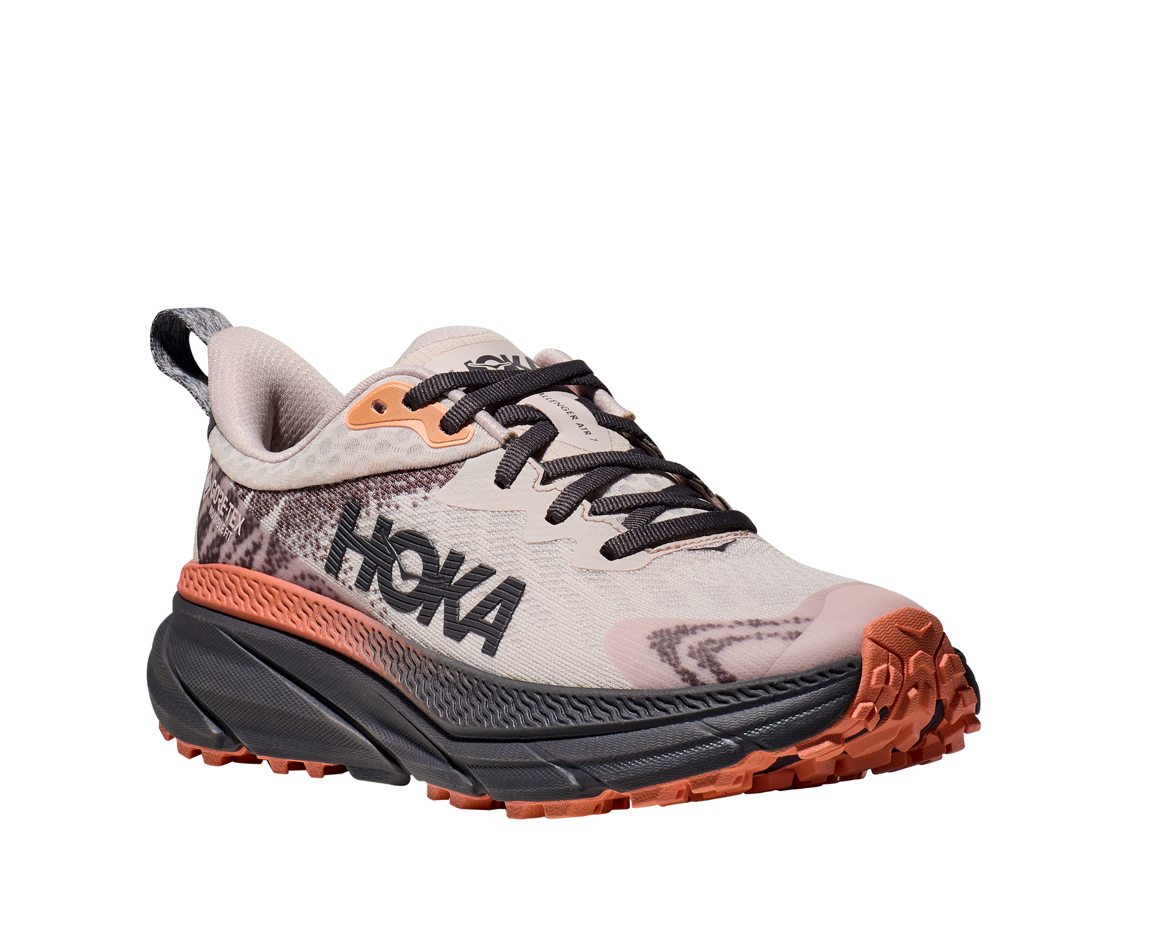 Laufschuh HOKA ONE ONE "CHALLENGER 7 GORE-TEX", Damen, Gr. 36, cosmic pearl, galaxy, Synthetik, Textil, Schuhe Laufschuh, wasserdichter Trailrunningschuh