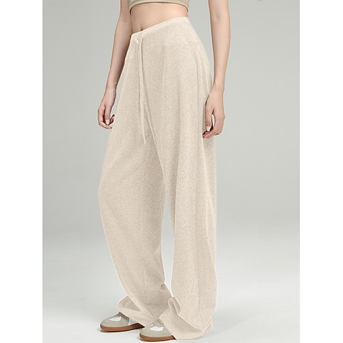 Damen Jogginghose Chinos Hosen Hose Gerade Urlaub Mode Streetwear Volle Länge Hohe Taille Einfarbig Elastischer Bund Bequem Komfort Weich Dehnbar Outdoor Straße Schwarz Aprikose Grau Frühling Herbst Image