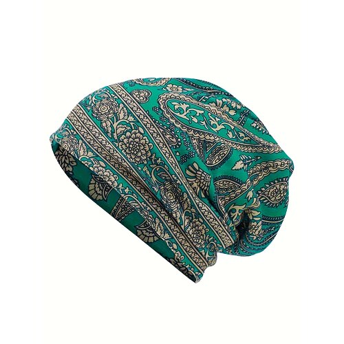 Boho-Paisley-Mütze für Damen, weiches Polyester, mehrfarbig, Kopfbedeckung und Halswärmer, leichtes Accessoire im Vintage-Stil für Damen, perfekt für Alltag, Urlaub und Reisen Image