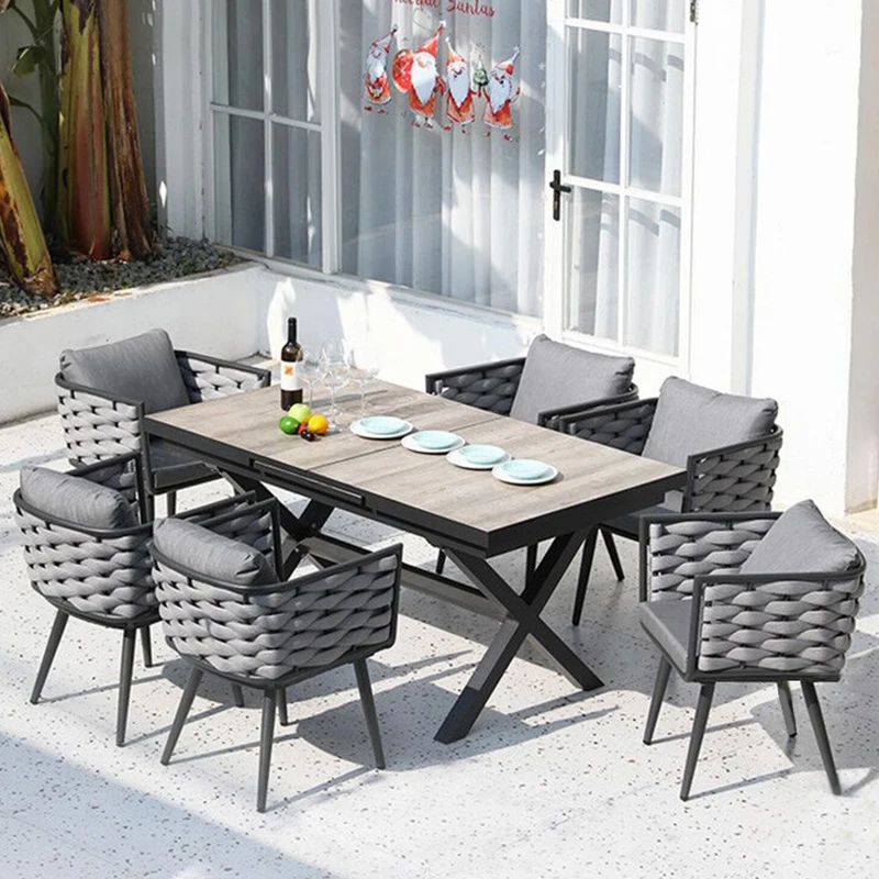 Nordic Lounge Garten Sets Wasserdichte Moderne High-End-Material Terrasse Outdoor Set Alfresco Qualität Meble Ogrodowe Garten Möbel Image