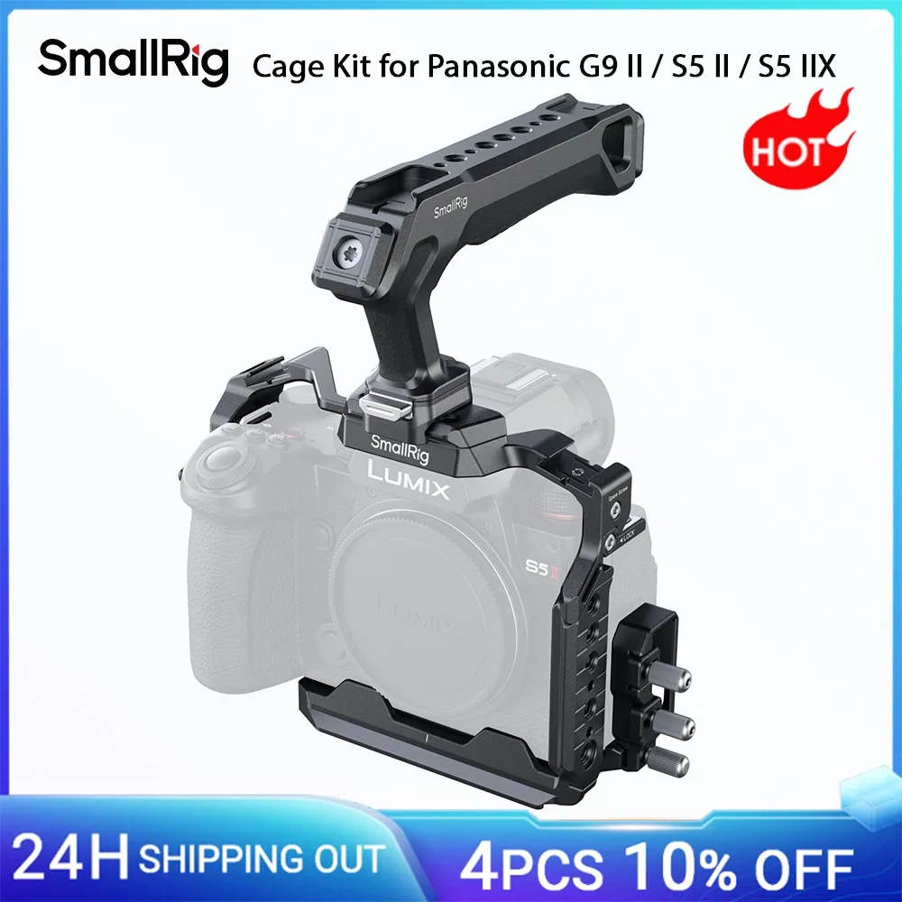 SmallRig Cage Kit für Panasonic G9 II / S5 II / S5 IIX, mit Kabelklemme mit oberem Griff Arca-Swiss Schnellwechselplatte für Stative 5752 Image