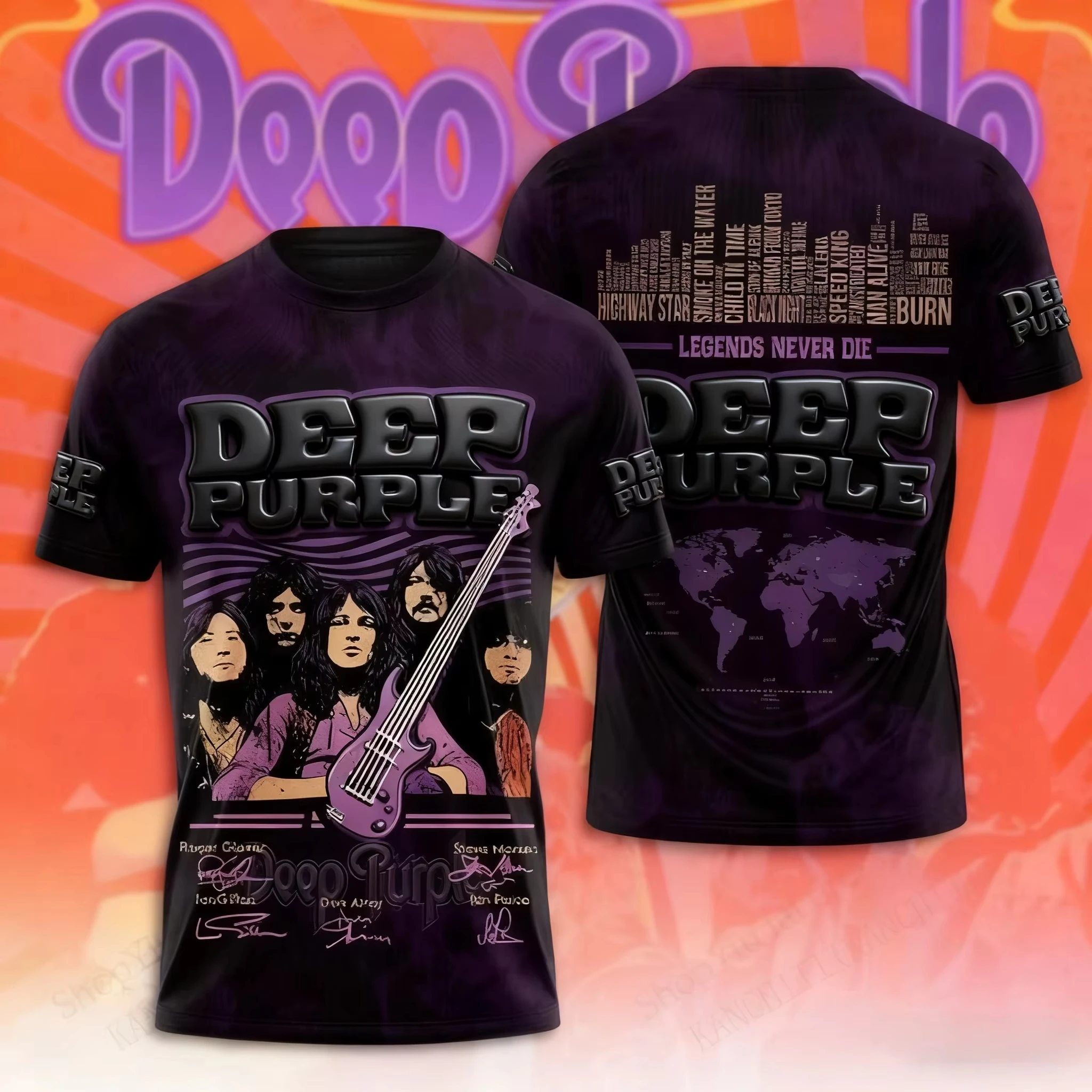 Rock Band Deep Purple Tour 3D-Druck T-Shirt Männer Frauen Mode Übergroße Kurzarm T-Shirt Kinder Hip Hop Tops T-Shirts Herren T-Shirt