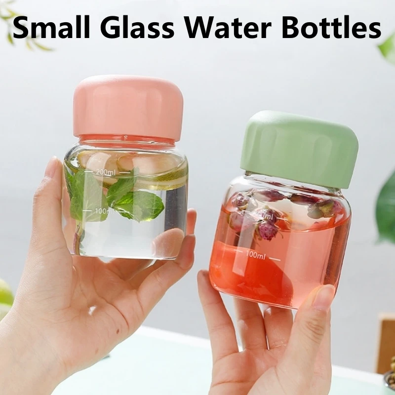 300ml kleine Glas wasser flaschen mit Deckel tragbare niedliche Mini zylindrische einfarbige auslaufs ichere Wasser becher Student Trink flasche Image