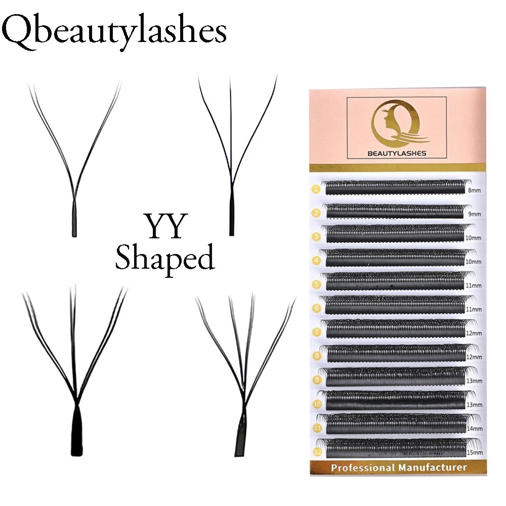 Qbeautylashes YY 3D 4D 6D 8D W-Form Wimpernverlängerung Weiche Doppelspitzen 3D-Wimpern Vorgefertigte Fächerwimpern mit Blüteffekt Image