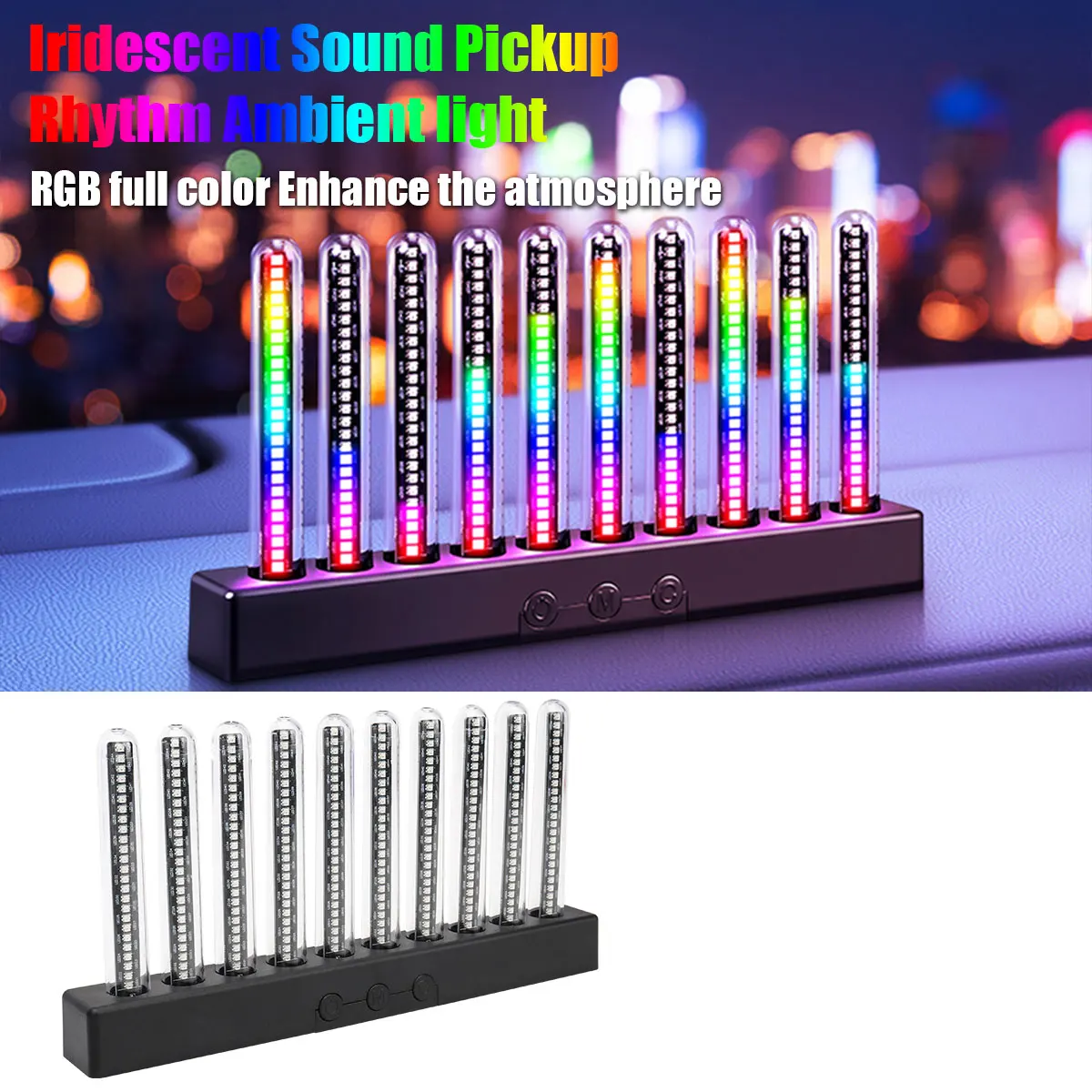 Auto RGB Pickup-Licht Dynamisches Farbverlauf-Soundkontroll-Licht Universelles Lüftungs- und Armaturenbrett-Innenbeleuchtungs-Set für Fahrzeuge Image