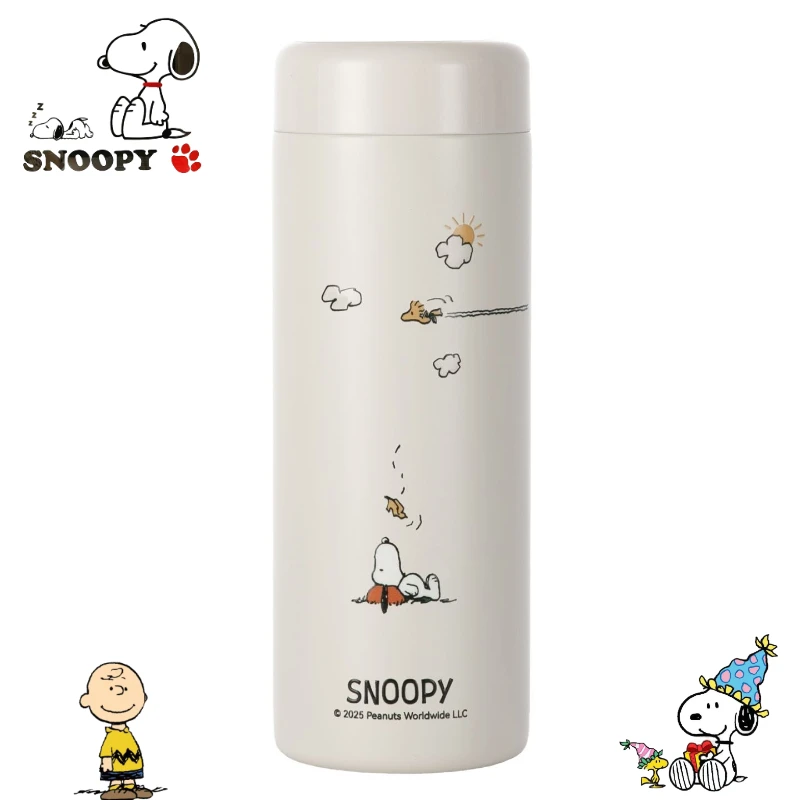 Snoopy Cartoon süßer Student 316, isolierter Babyflaschenbecher aus Edelstahl für Zuhause und Büro, tragbare Tasse, Kaffeetasse, Geschenk Image