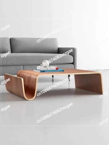 Mid-Century Modern Wohnzimmermöbel Massivholz Couchtisch Holz Gebogener Sperrholz-Couchtisch Image