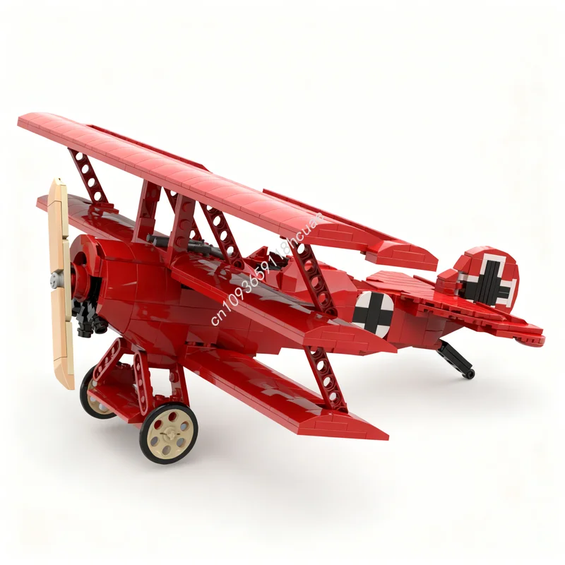 608-teiliger MOC Creator Fokker DR 1 Roter Baron Modellbausatz Architektur-Spielzeug DIY Weihnachtsgeschenk Kreative Bildungs-Idee Image