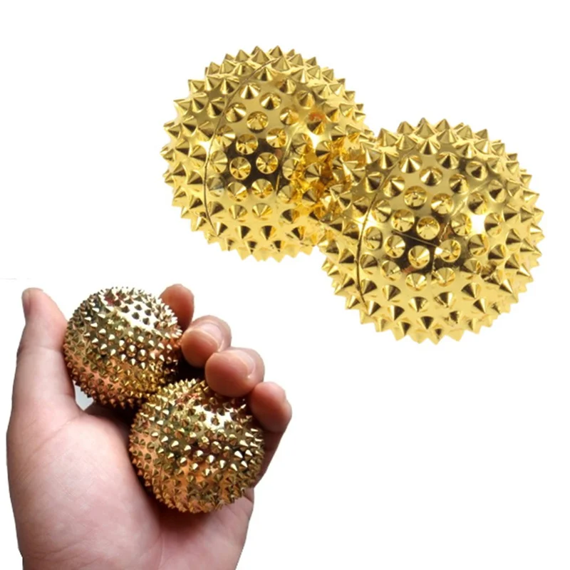 2 Stück/Set 4,5 cm Gold Metall Relief und Deep Tissue Magnet Hand massage gerät Rollerball Werkzeuge