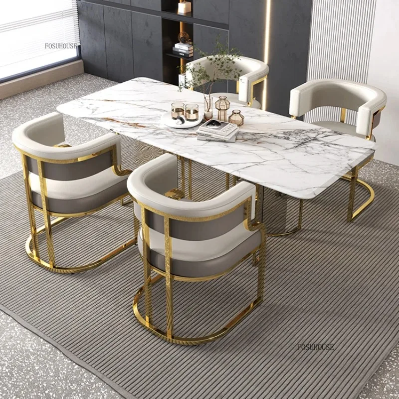 Italienische Luxus-Esszimmerstühle mit Rückenlehne für die Küche, Nagelstudio, Make-up-Stühle, Wohnmöbel, nordischer Designer-Esstischstuhl Image