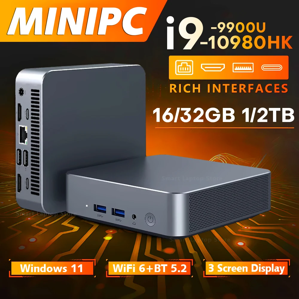 2026 Windows 11 Intel Core i9 9900U/i3 6100 MINI PC Taschencomputer 16GB 32GB RAM 1TB 2TB SSD Mini-PC 60Hz 1000Mbps Ethernet Gaming Image