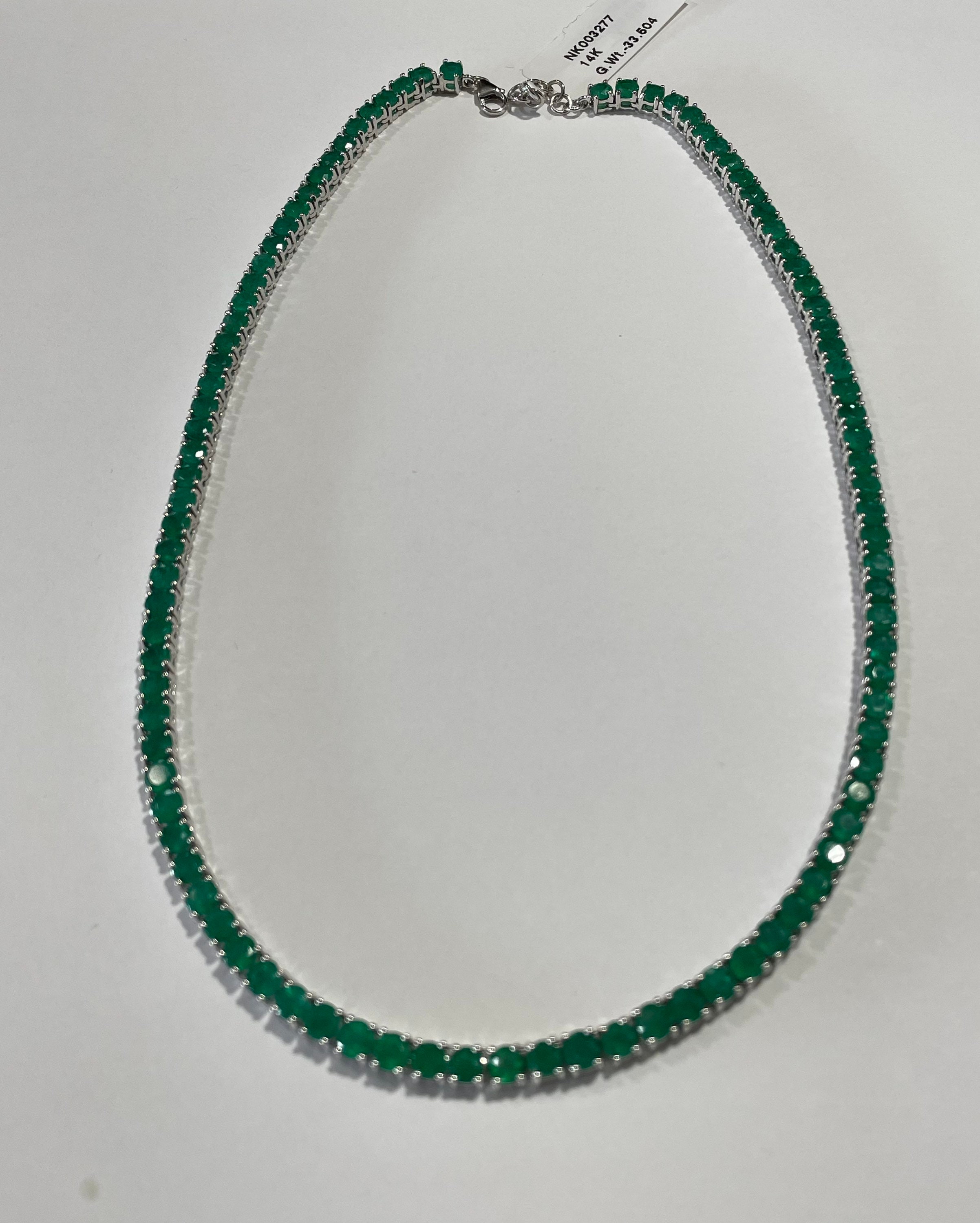 Collana in oro 14k, collana di smeraldi 14k, collana di smeraldi in oro 14k, collana di smeraldi d'oro collana d'oro, collana di tennis, collana di pi