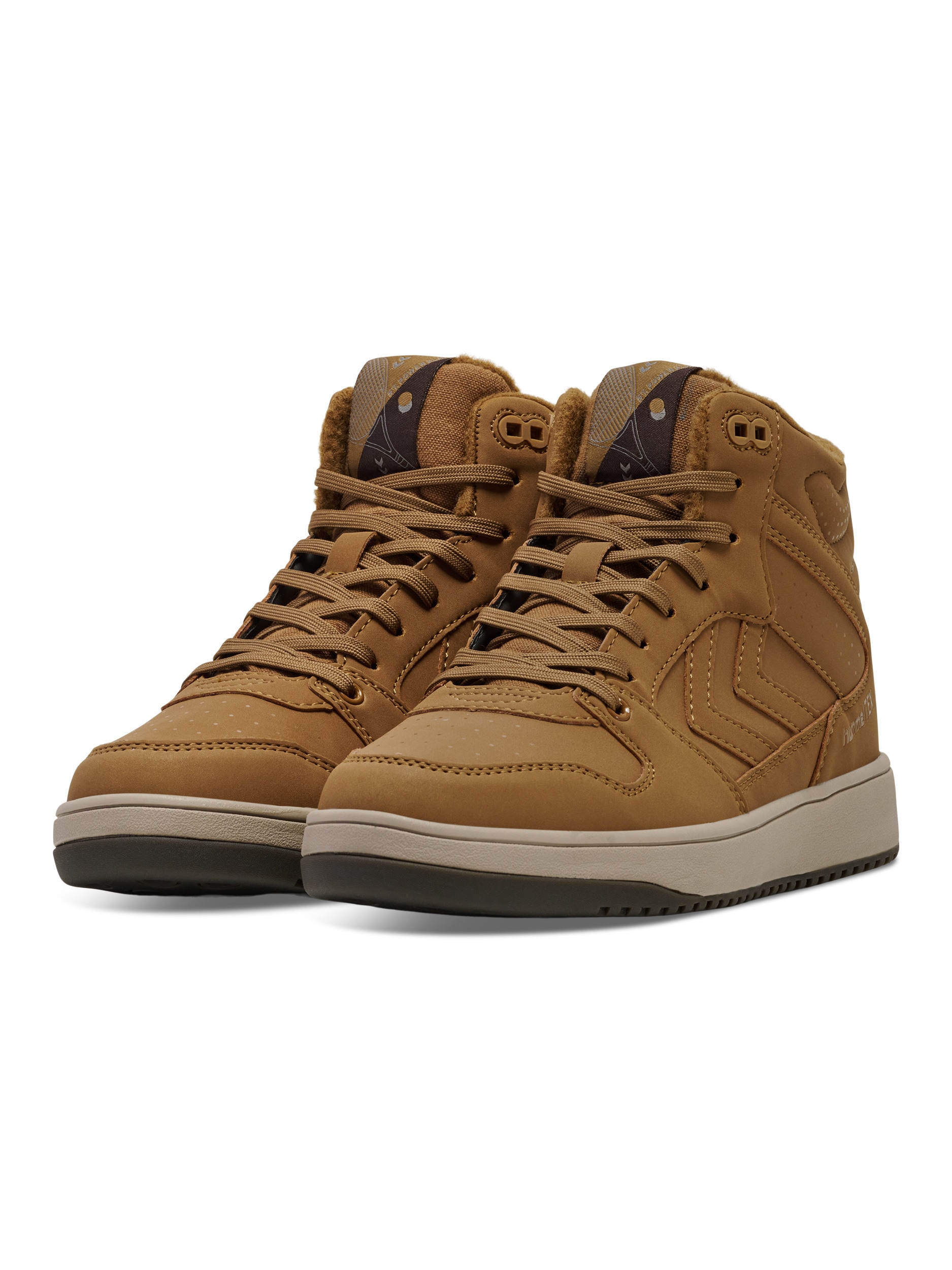 Sneaker HUMMEL "ST. POWER PLAY MID TEX", Damen, Gr. 38, gelb (wheat), Synthetik, Schuhe Sneaker, wasserdicht